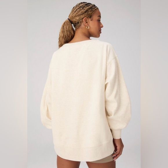 Fabletics Terry Oversized Crew Neck Sweatshirt | L | NWT | Oatmeal - Picture 3 of 9